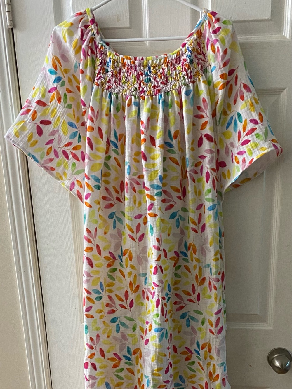 Smocked Cotton Gauze Gown - Tall